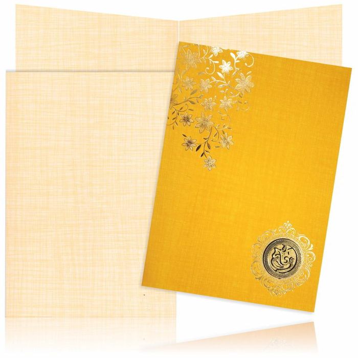 Orange Classic Paper Print Colourful Floral Invitation Card-KNCM809O-King of Cards