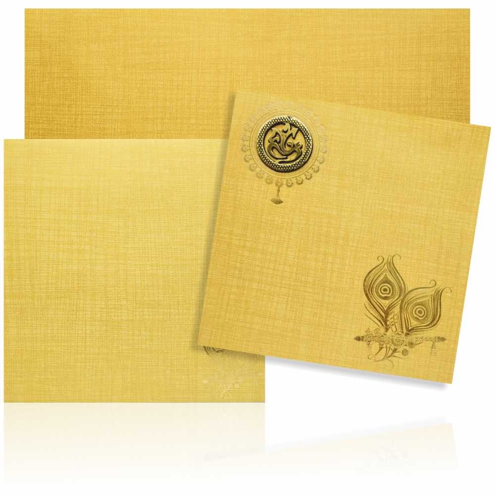 Brown Gold Metallic Peacock Design With Ganesha-KNK0834N-King of Cards