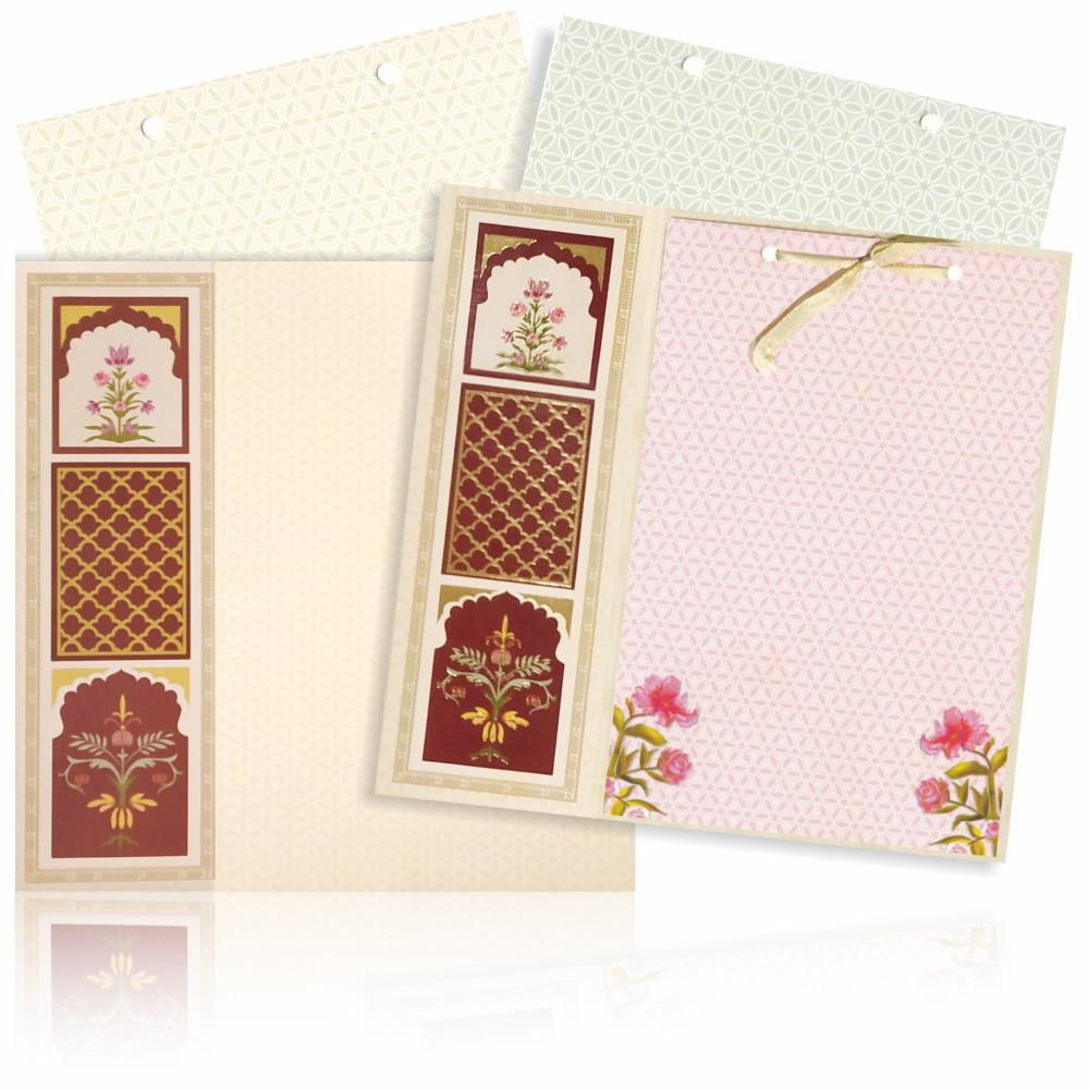 Light Green Floral Laser Cut With Offset Print Invitation Card