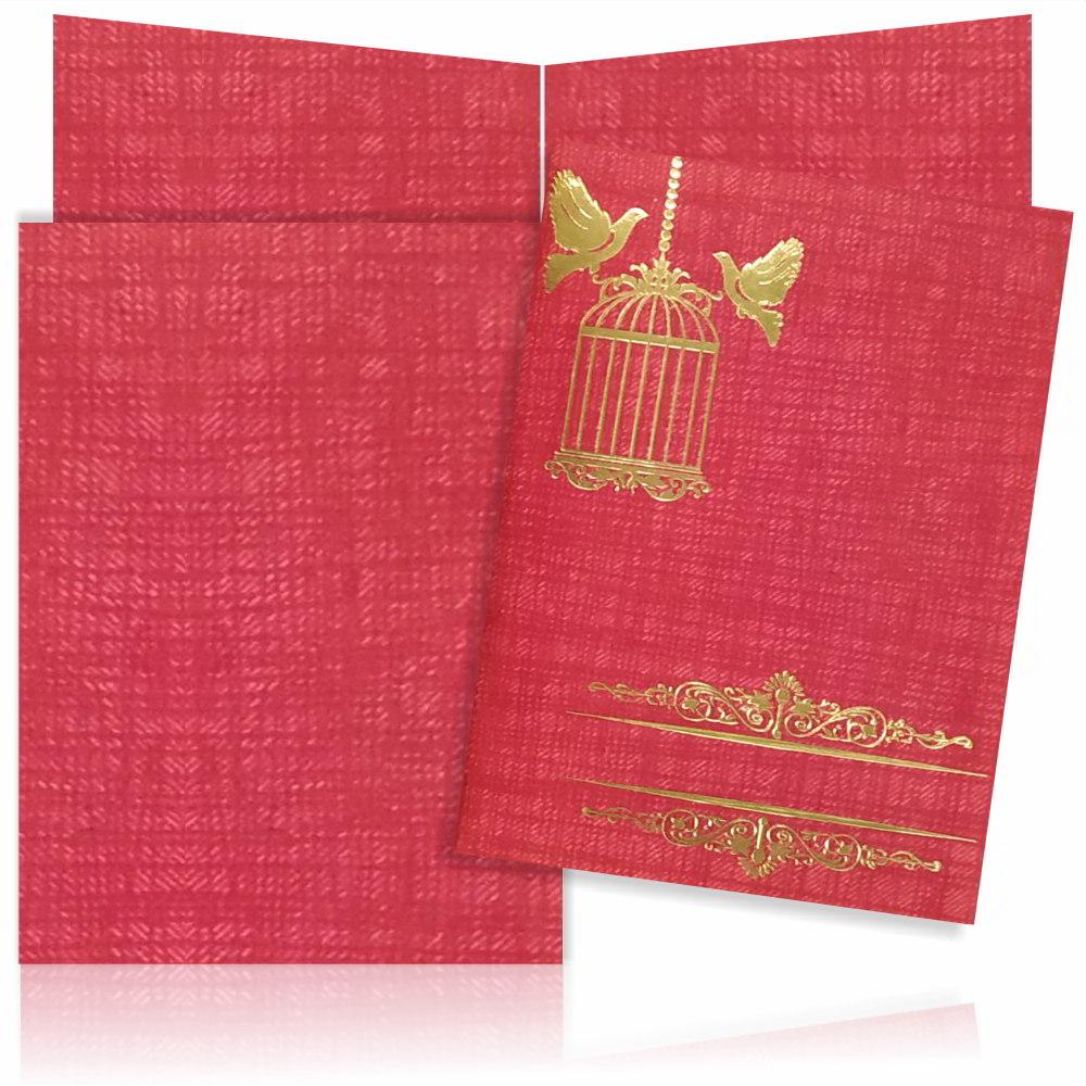 Royal Red Shading With Bird Cage Theme Personal Wedding Card - KNKP001R-King of Cards