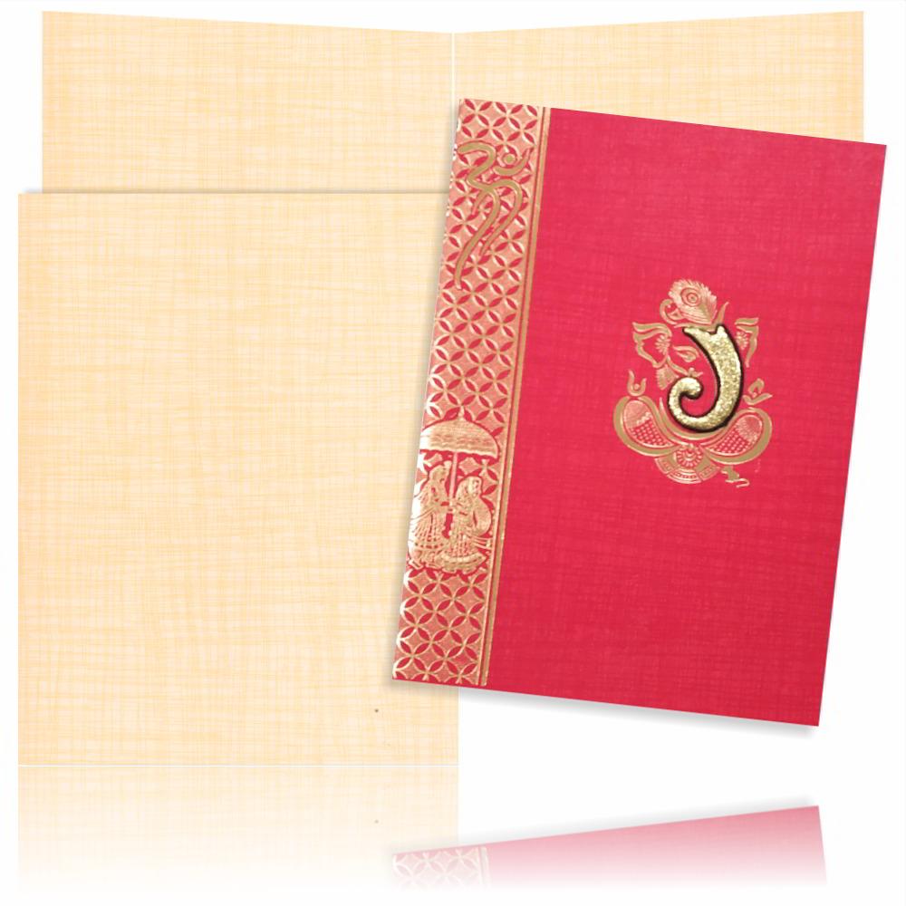 Blue Prince Paper Print Hindu Wedding Card With Gold Foiling Print Design-KNPM709R