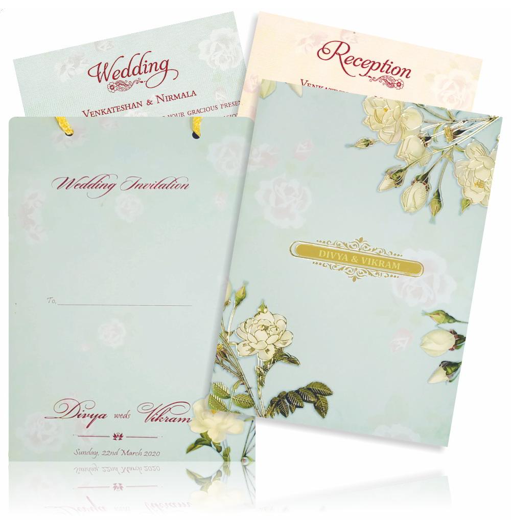 Blue Floral Invitation Card-King of Cards