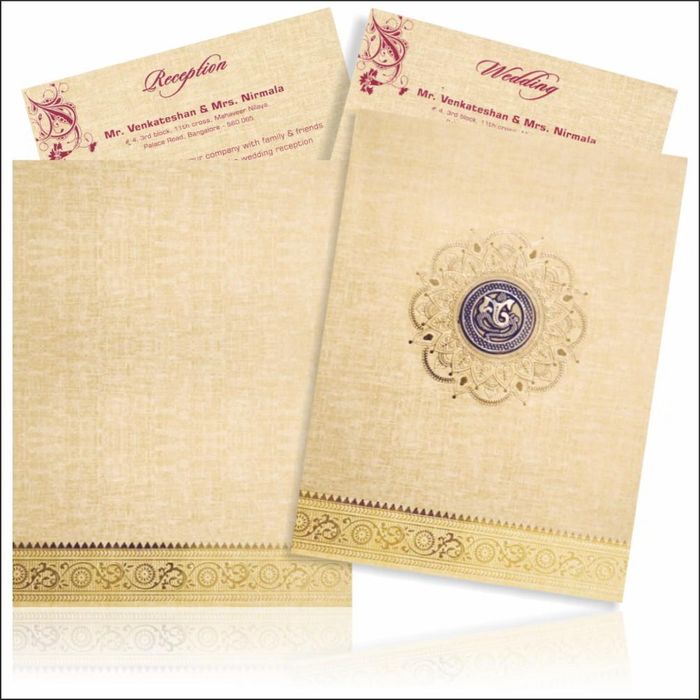 Brown Gold Premium Padded Card With Ganesha Sticker-KNPS9521N-King of Cards
