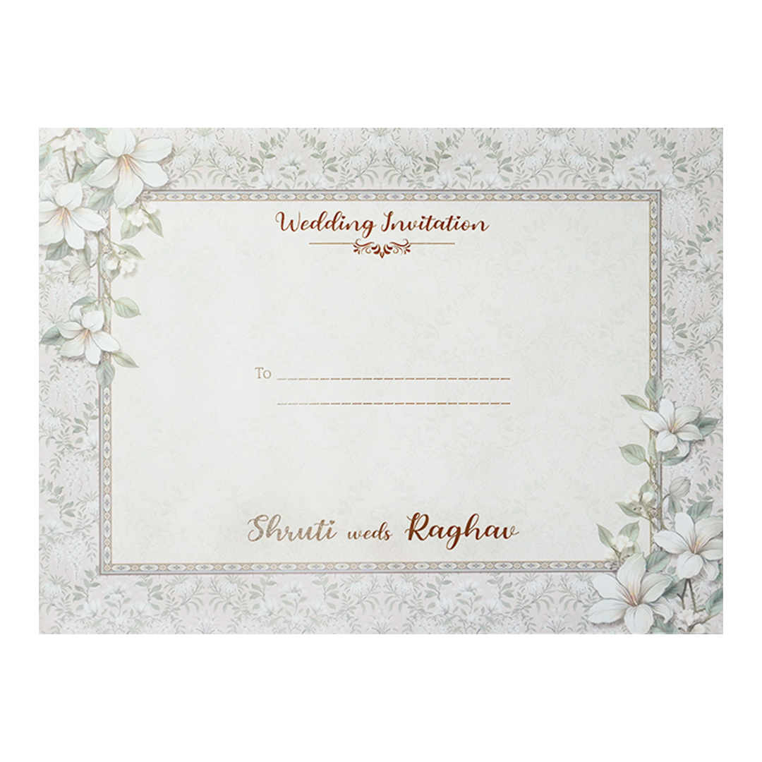 Silver Floral Padded Wedding Card-KSI64030
