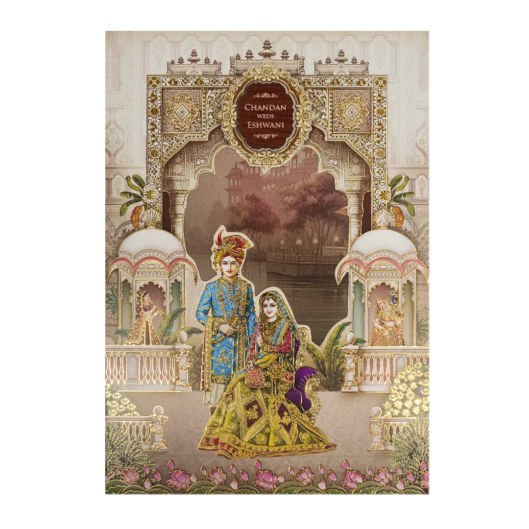 Regal Palace Royal Couple Wedding Card-KSH72990