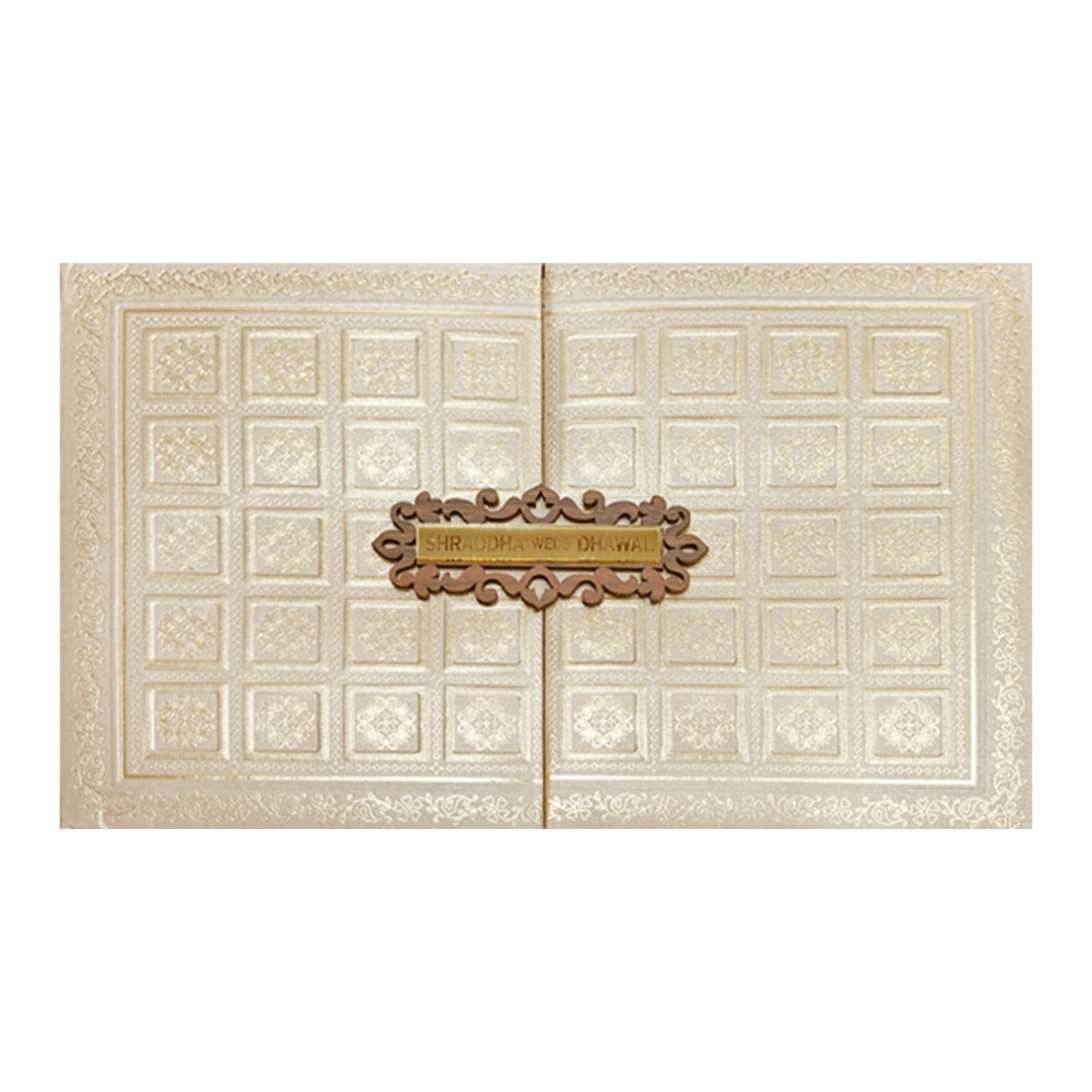Gold Square Embossed Padded Wedding Card-KSI64060