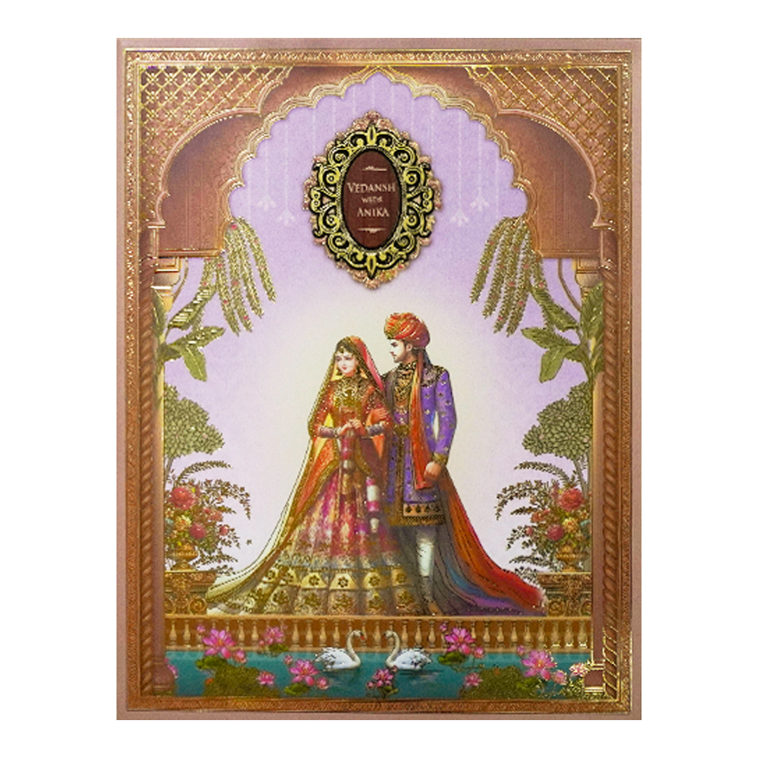 Royal Bride Groom Padded Wedding Card-KSH72330