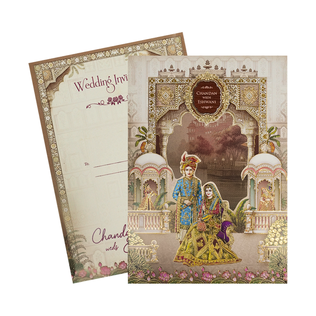 Regal Palace Royal Couple Wedding Card-KSH72990