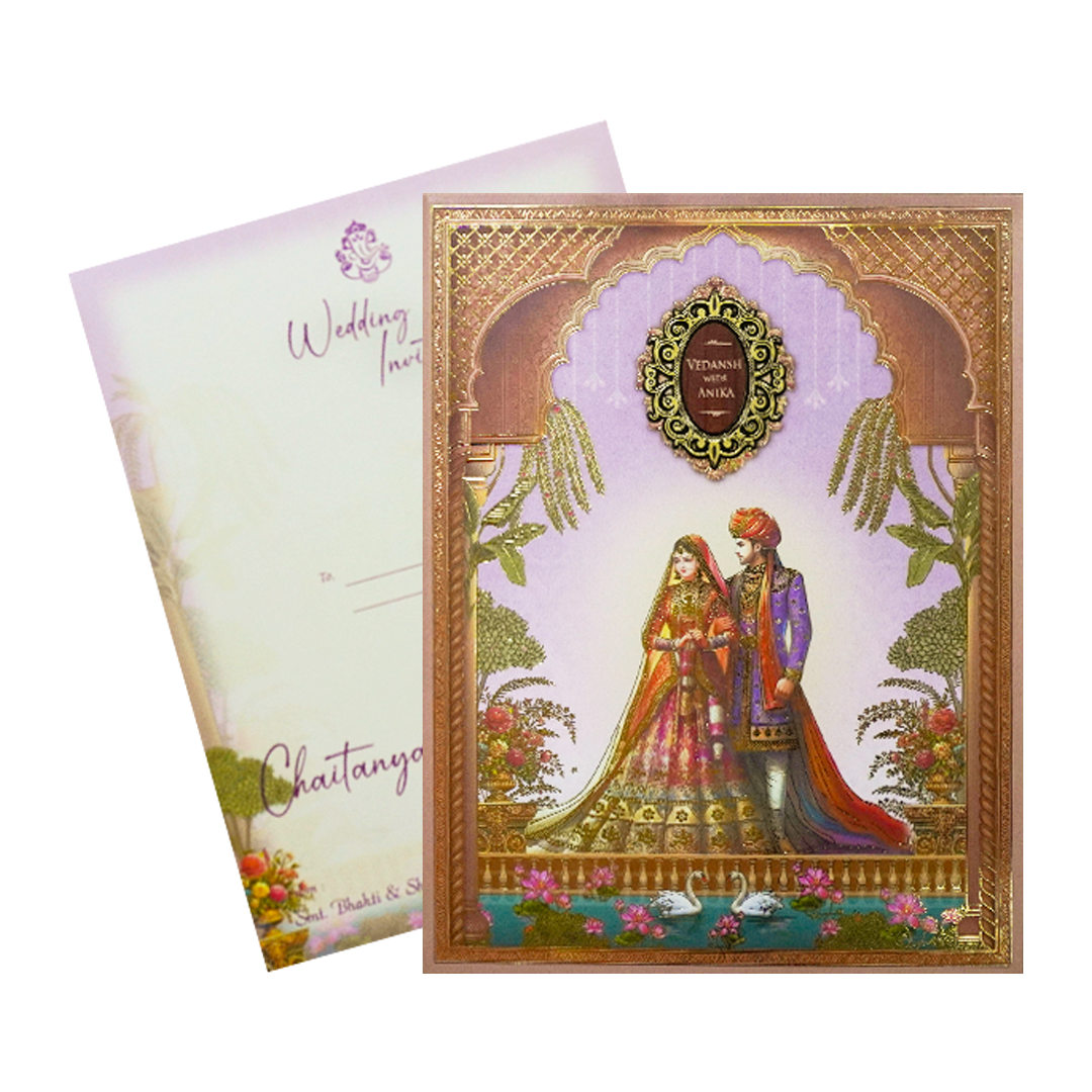 Royal Bride Groom Padded Wedding Card-KSH72330