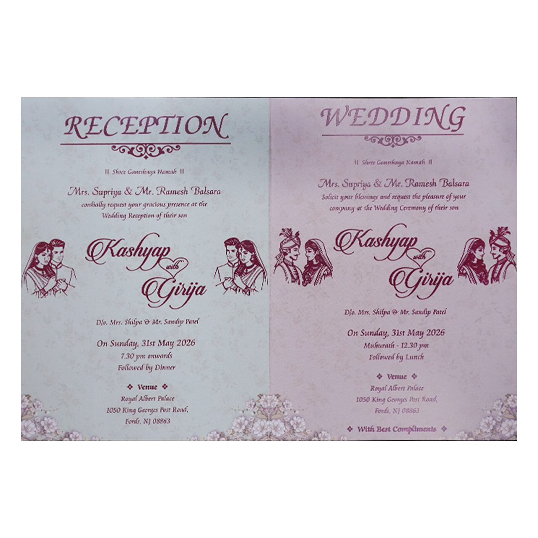 Lavender Floral Wedding Card-KSH73170
