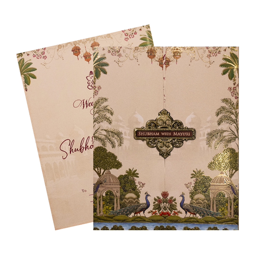 Cream Royal Procession Wedding Card-KSH73330