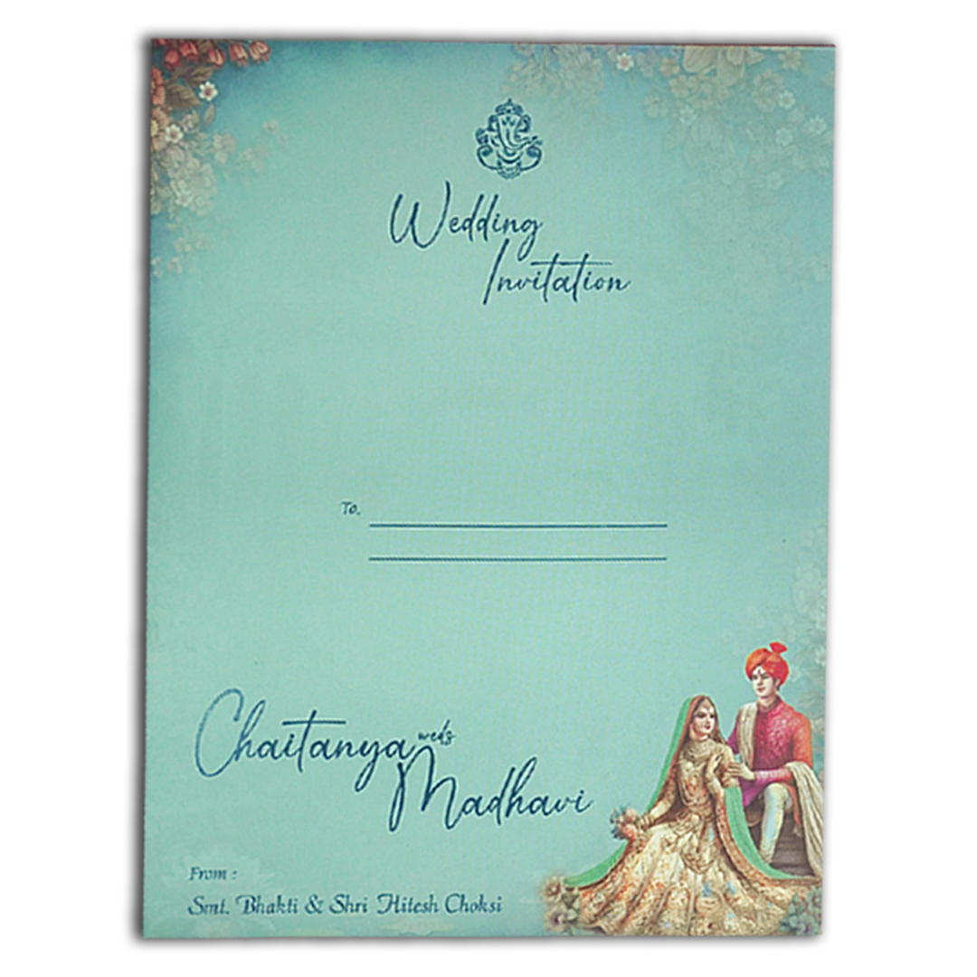 Blue Palace Couple Wedding Card-KSH73140