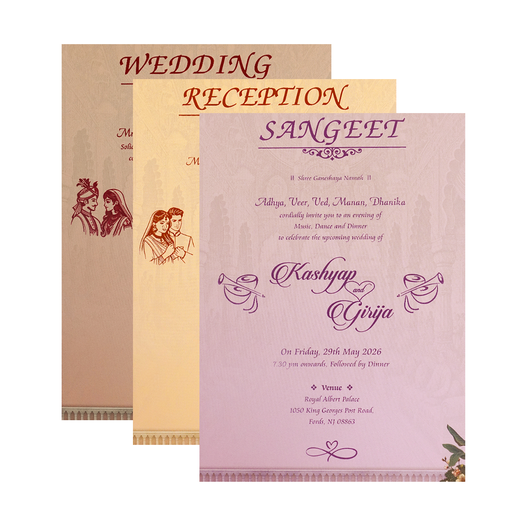 Royal Palace Ganesha Padded Wedding Card-KSH72250
