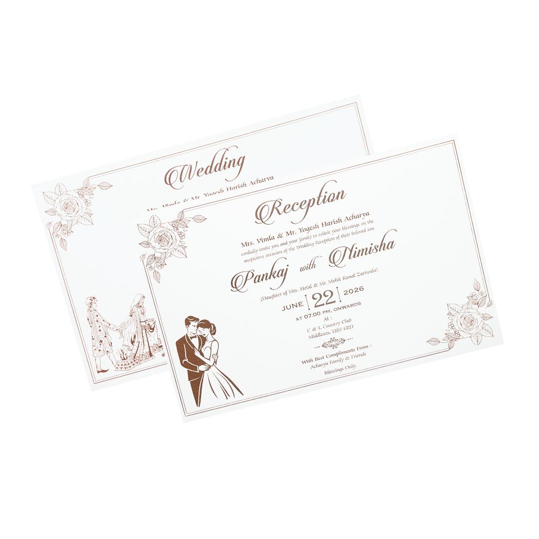 White Grey Floral Padded Wedding Card-KSH73510