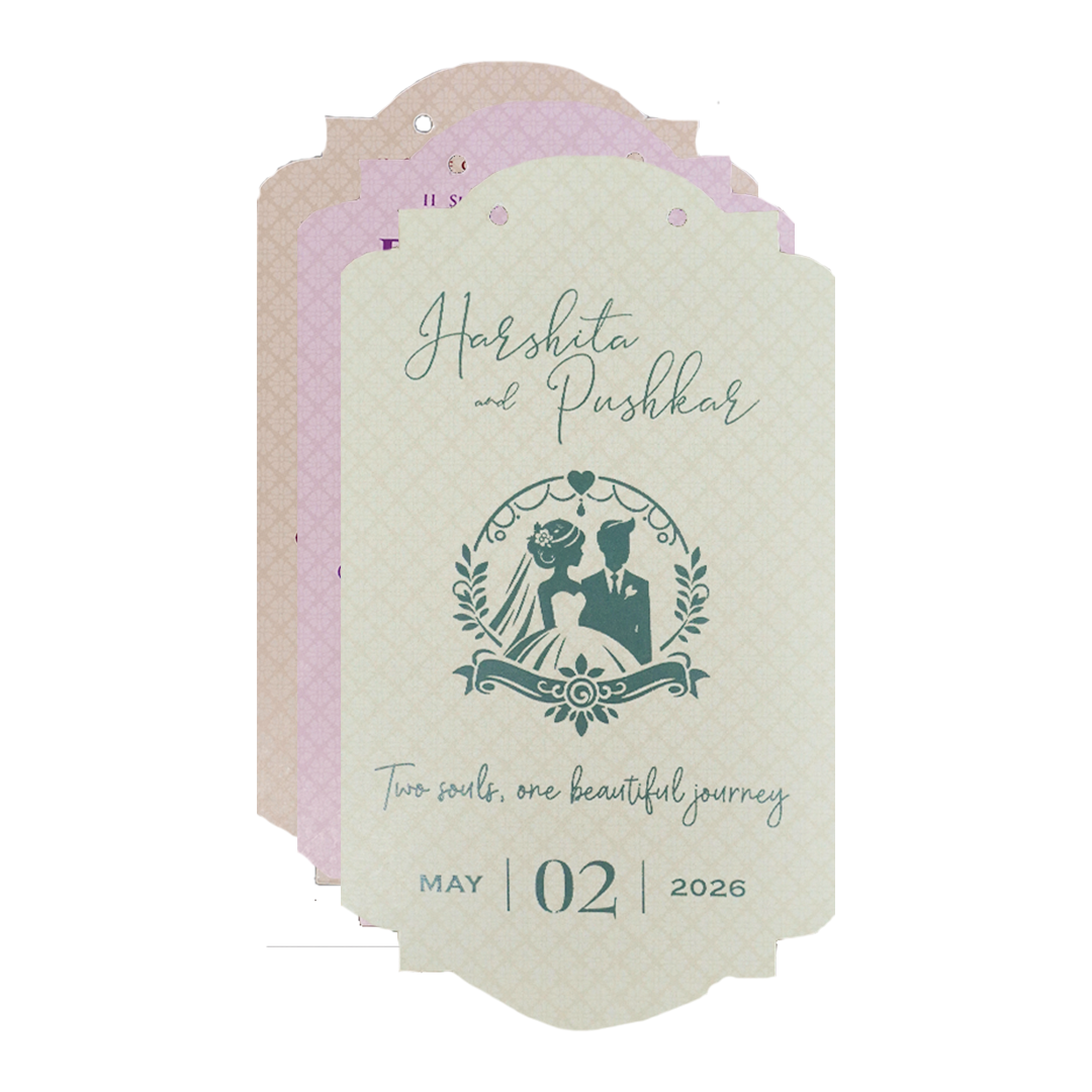 Green Floral Laser Cut Wedding Card-KSH72900