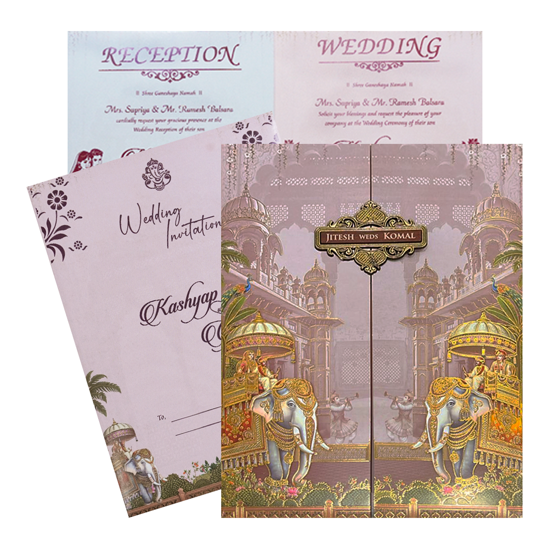Lavender Palace Elephant Wedding Card-KSH73070