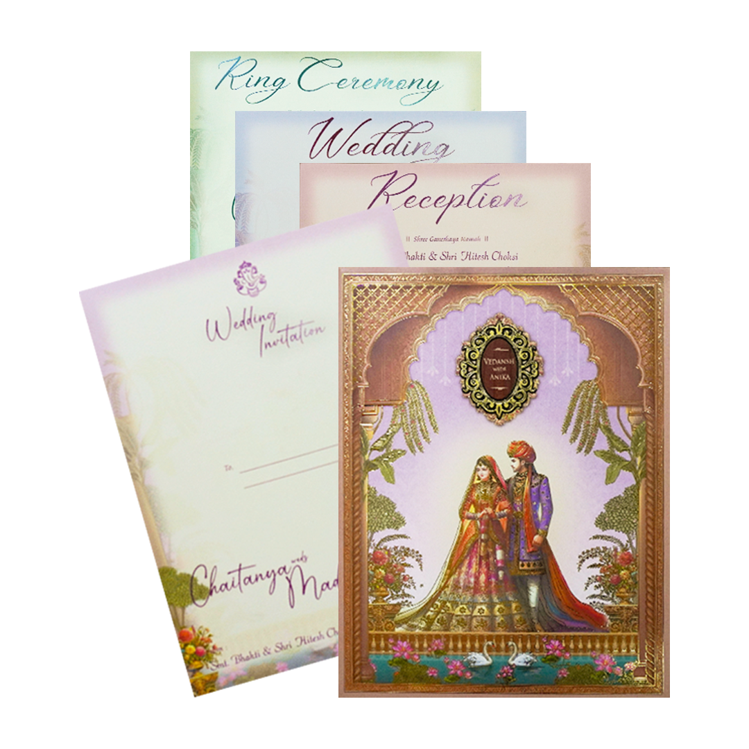 Royal Bride Groom Padded Wedding Card-KSH72330