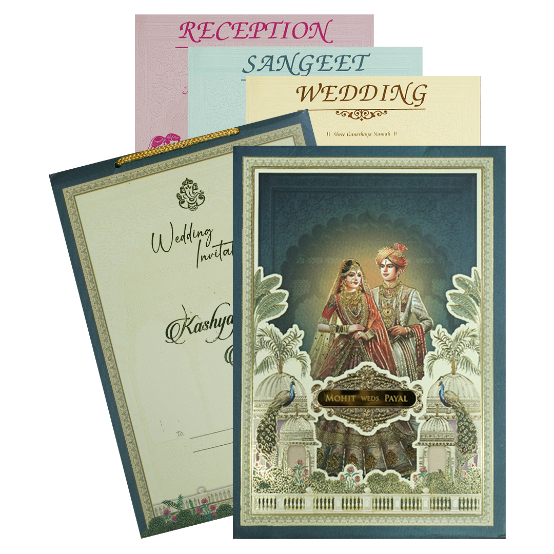 Check out Blue Royal Couple Padded Wedding Card at best price. ?WhatsApp Support ?Express Delivery