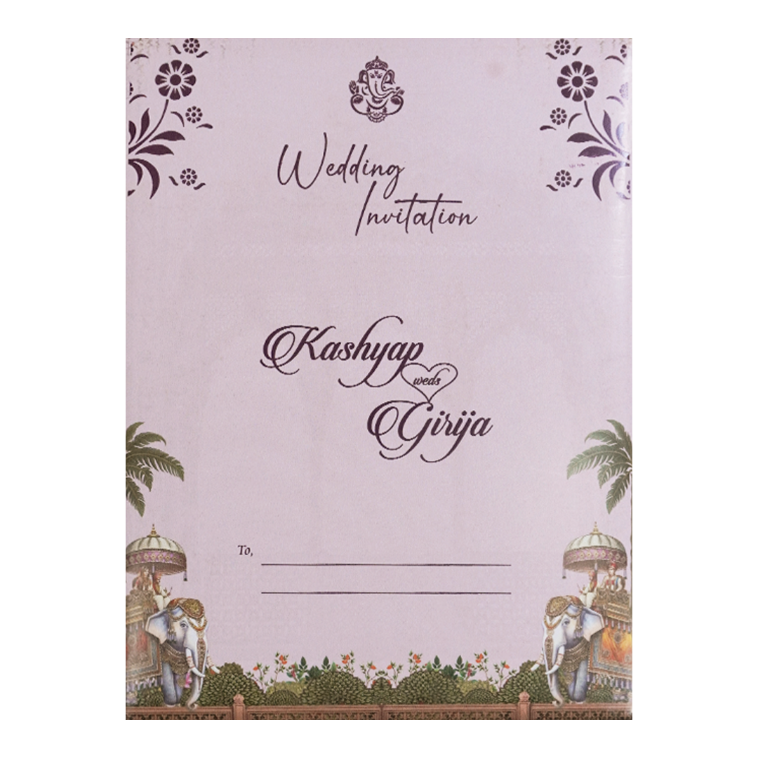 Lavender Palace Elephant Wedding Card-KSH73070