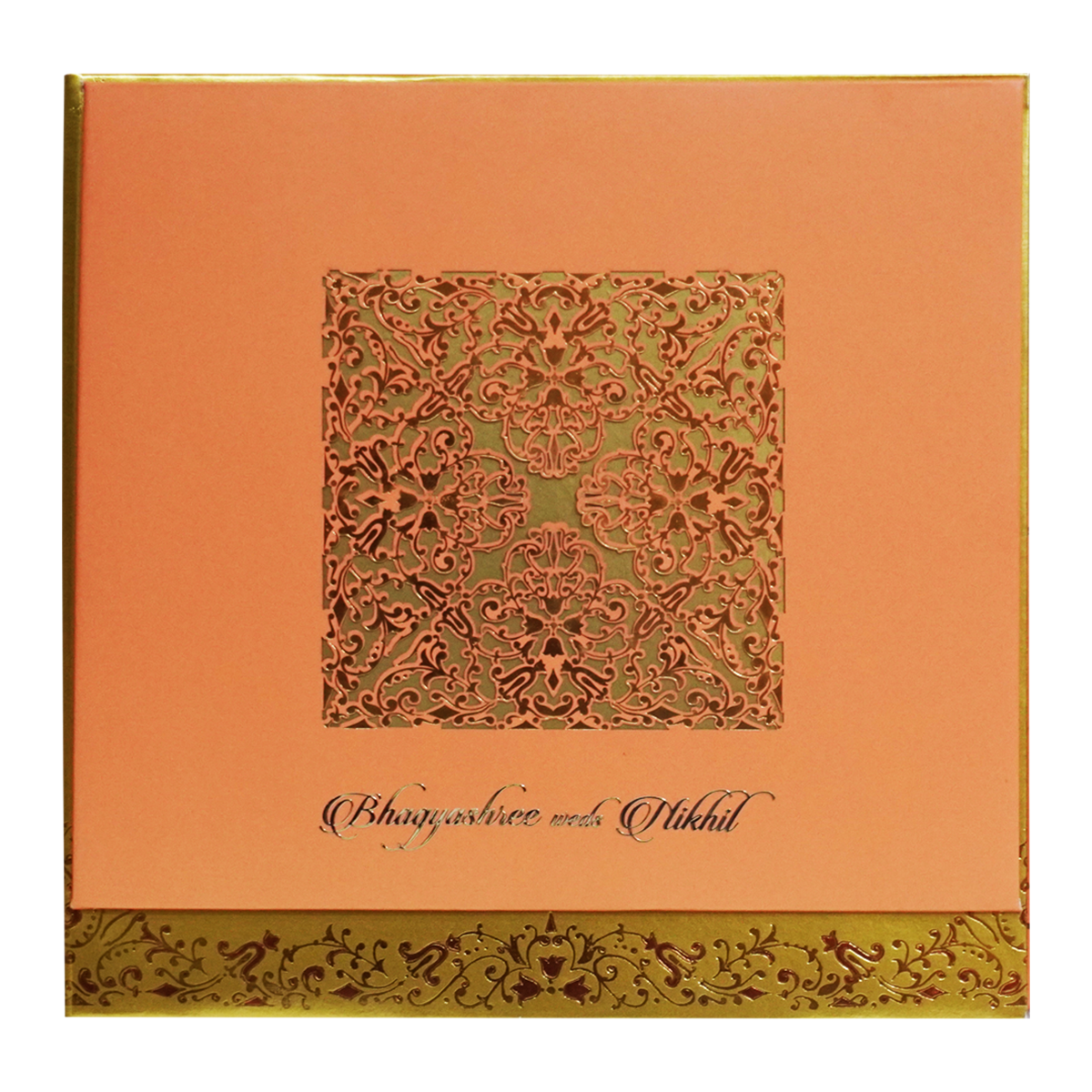 Orange Padded Marriage Wedding Card-King of Cards