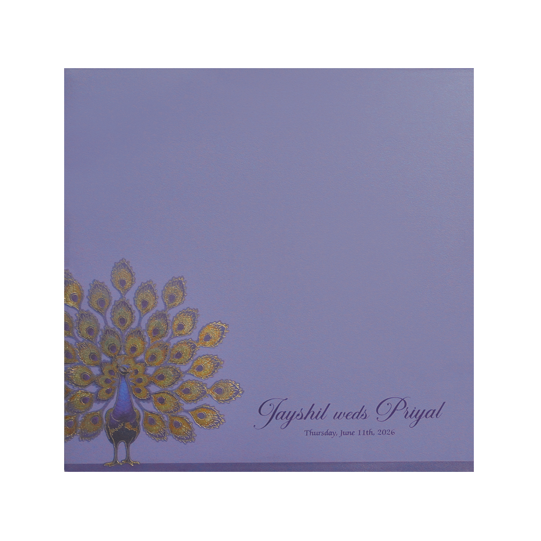 Purple Peacock Luxury Wedding Invitation Card-KPR24790