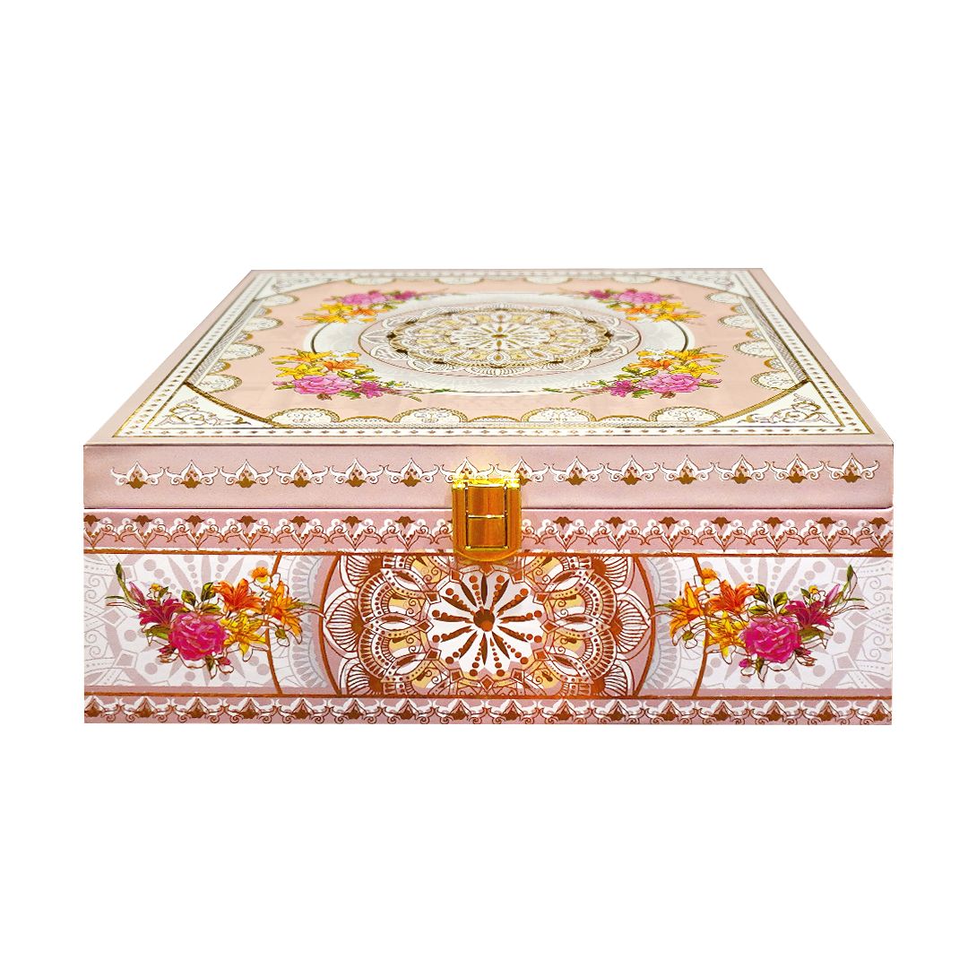 Pastel Peach Mandala Luxury Sweet Jar Box-KBX10105