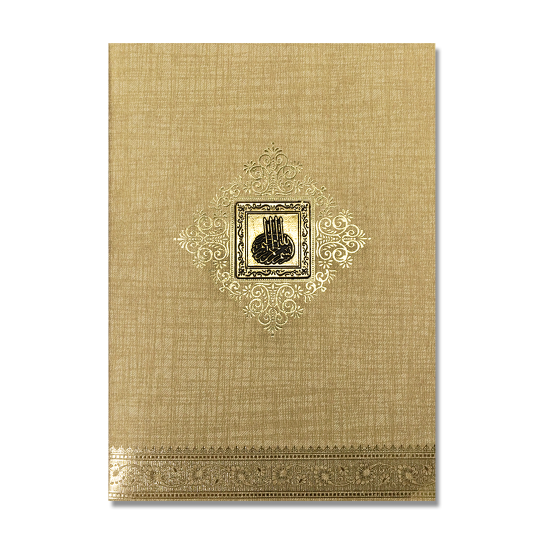 Gold Embossed Floral Wedding Card-KNCM15BGM