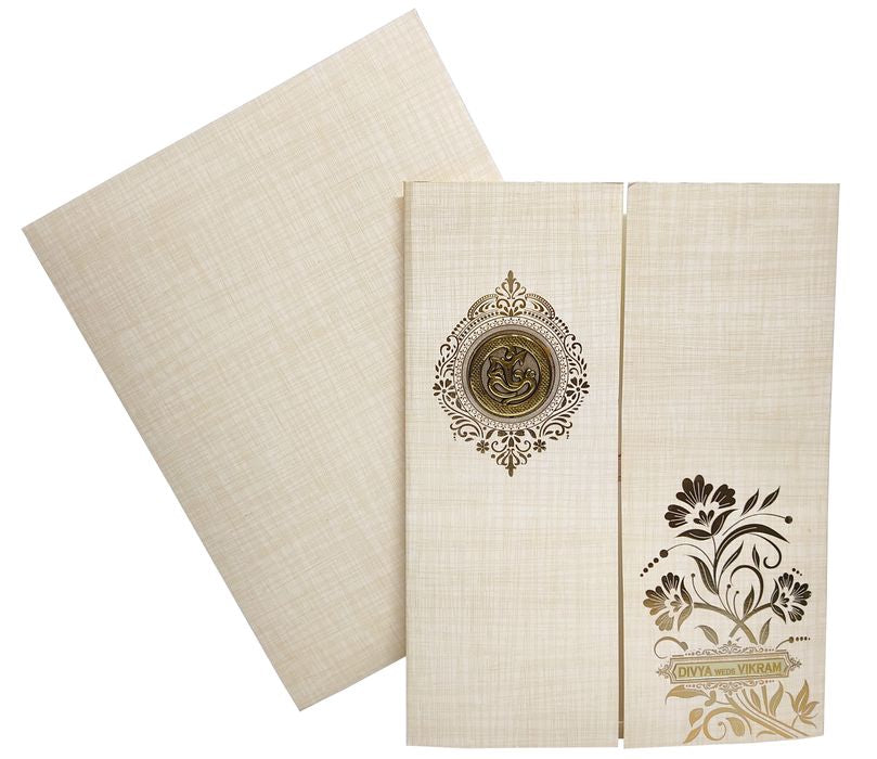 Sandal Metallic Door Type Floral Design With Ganesha Sticker-KNK9406S-King of Cards