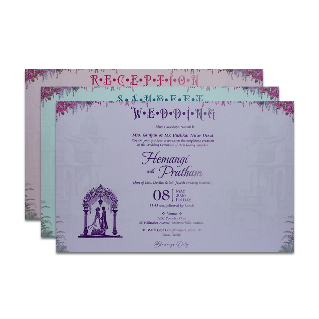 White Palace Elephant Padded Wedding Card-KSH72100