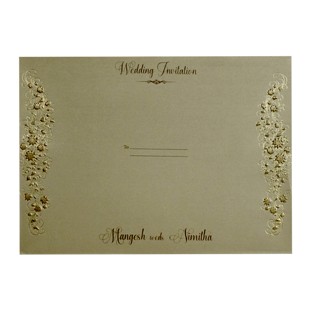 Golden Brown Floral Invitation-King of Cards
