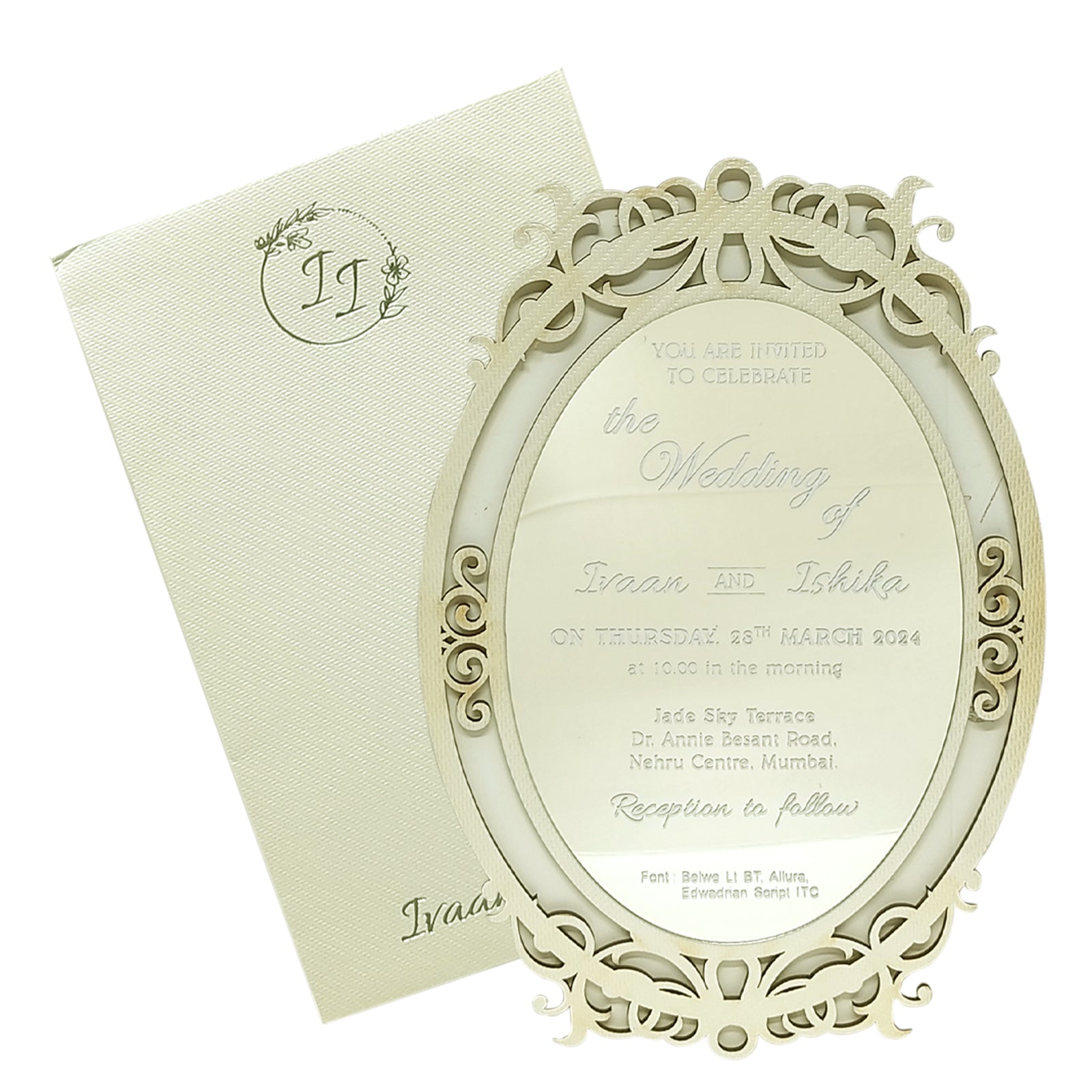 Cream Oval Wedding Invitation Card-King of Cards