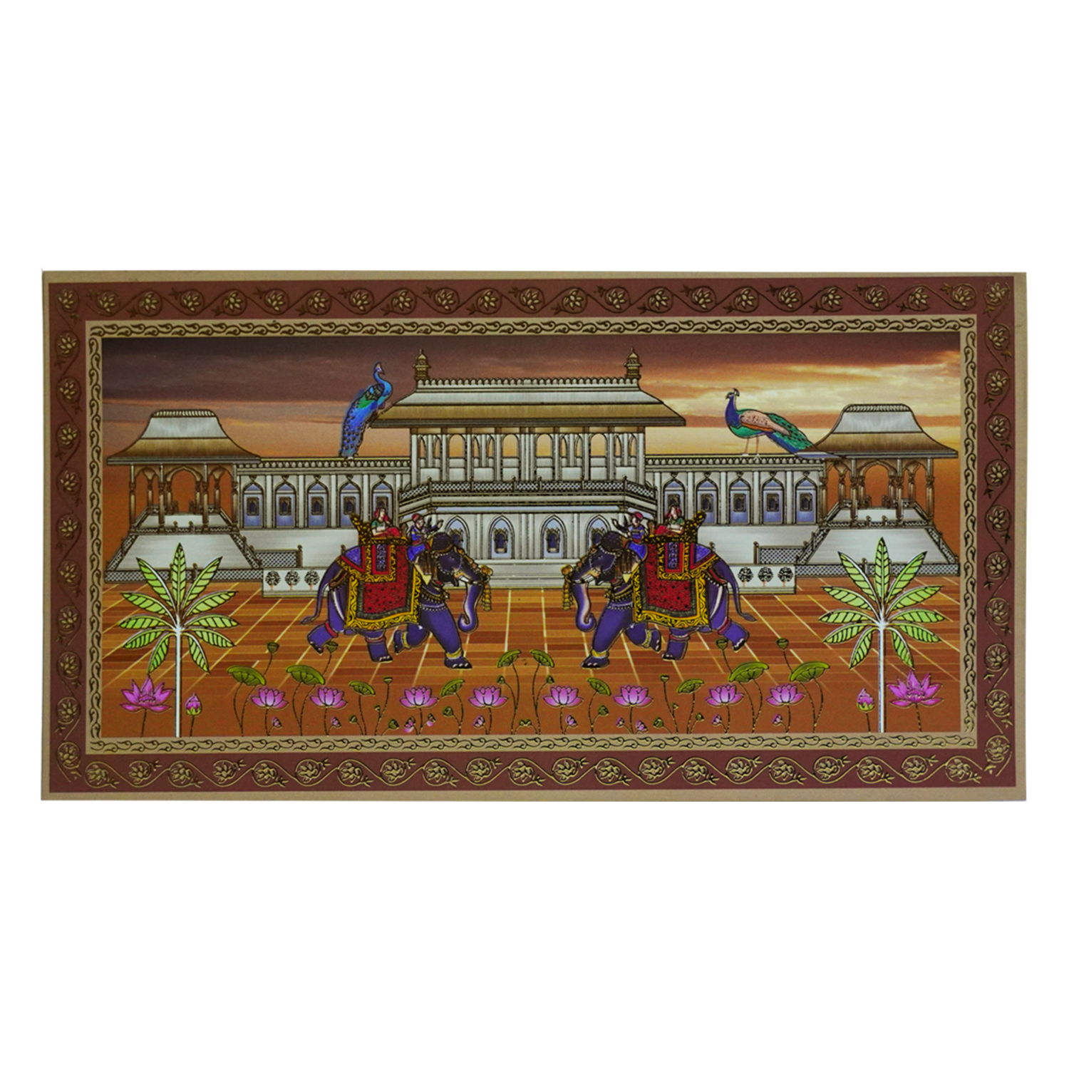 Brown Traditional Palace Wedding Card-KBX1105