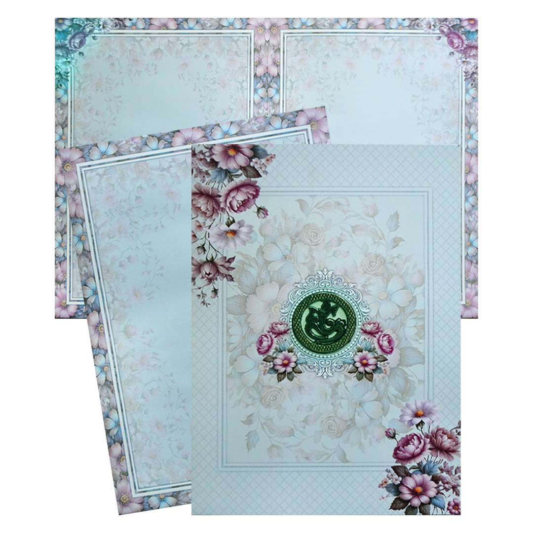 Blue Floral Patterned Wedding Card-King of Cards