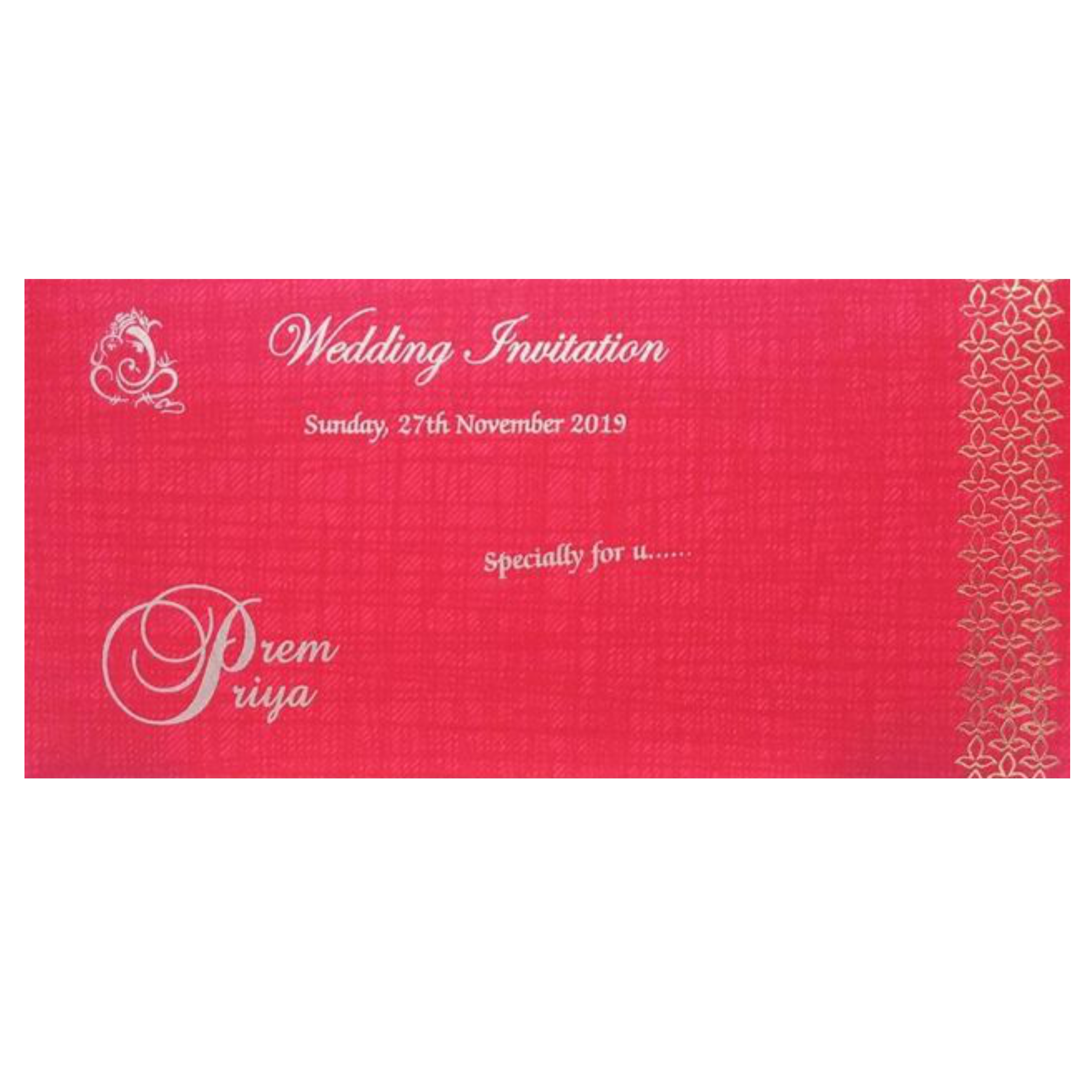 Gorgeous Gold Shaded Flowers With Red Shading Personal Wedding Card - KNKSP736-King of Cards