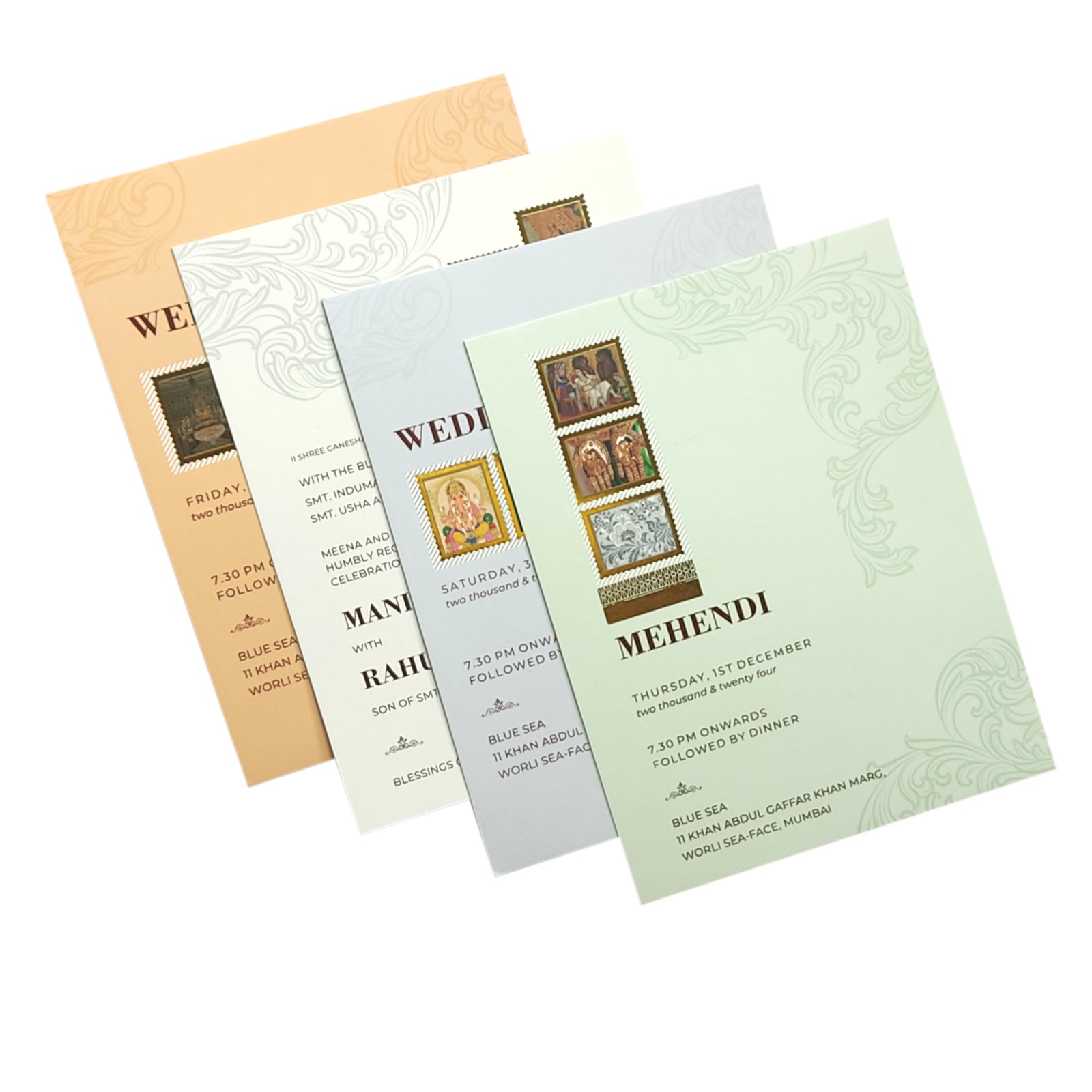 Light Green Floral Marriage Card-KBM04500