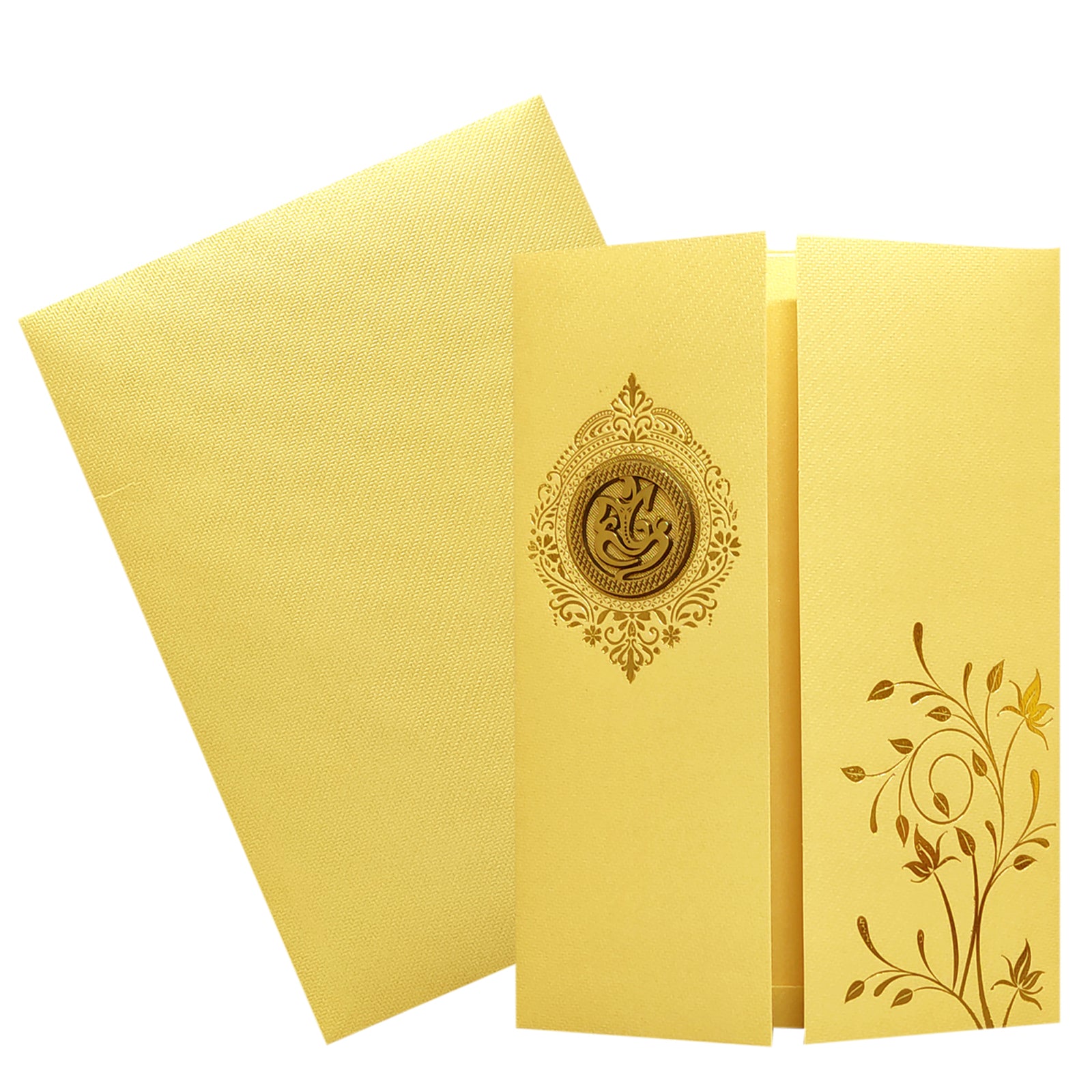 Gold Ganesha Door Invitation Card-KNKTG029