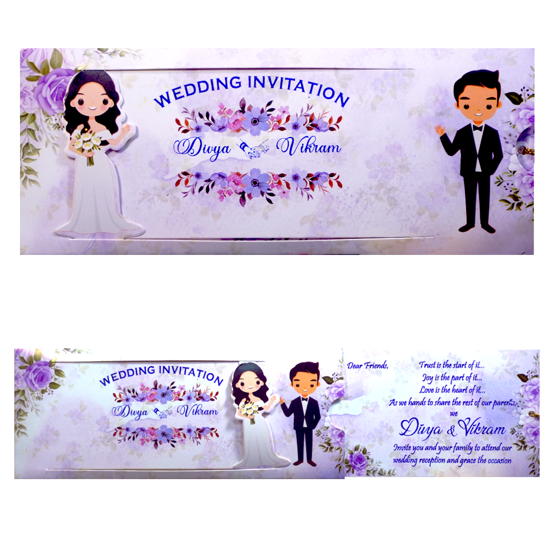 Lavender Floral Bride Groom Slide Invitation Card-King of Cards