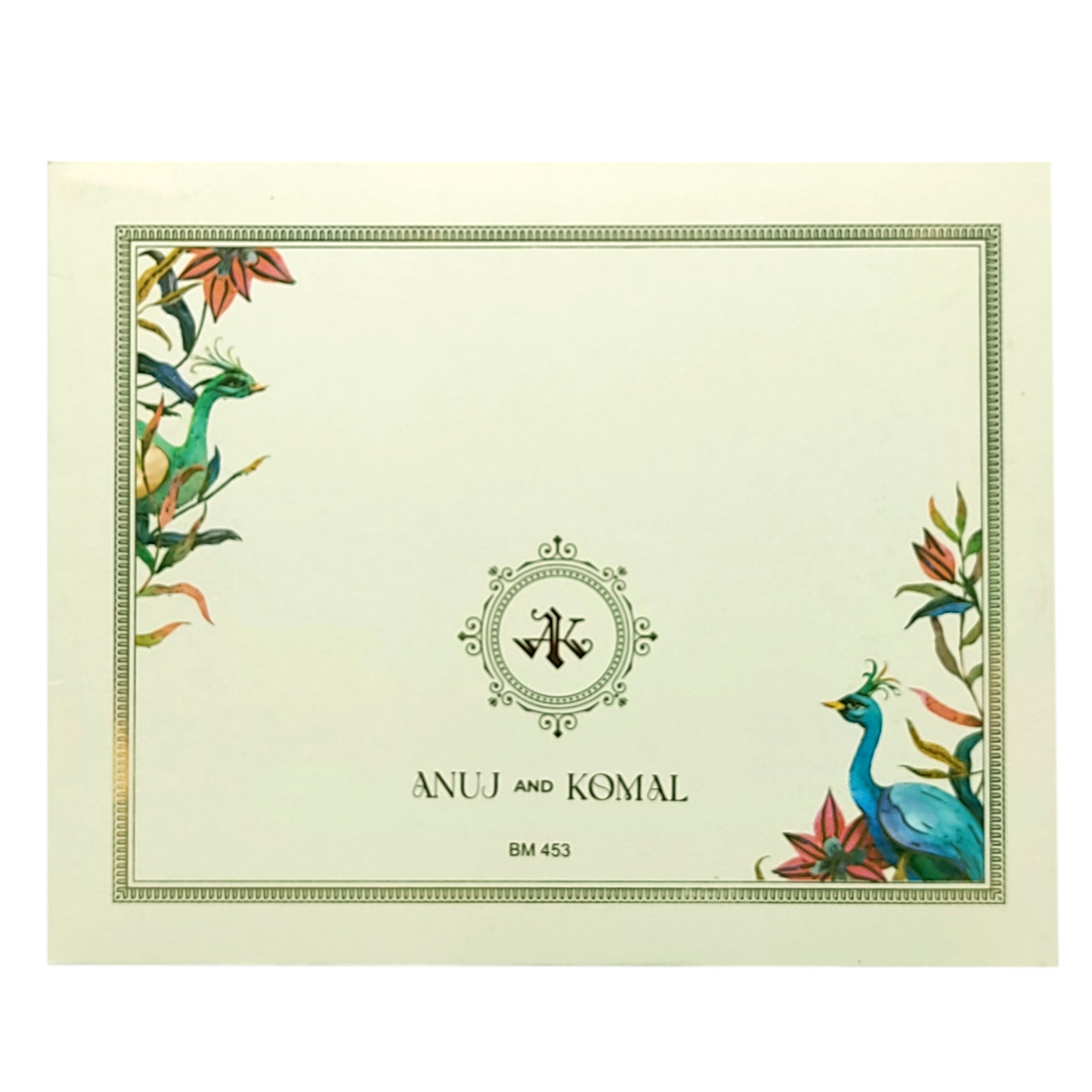 White Peacock Wedding Card Design-King of Cards