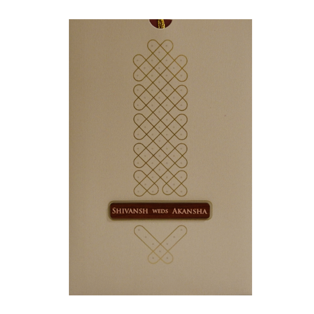 Light Brown Nameplate Wedding Card-KRC30080