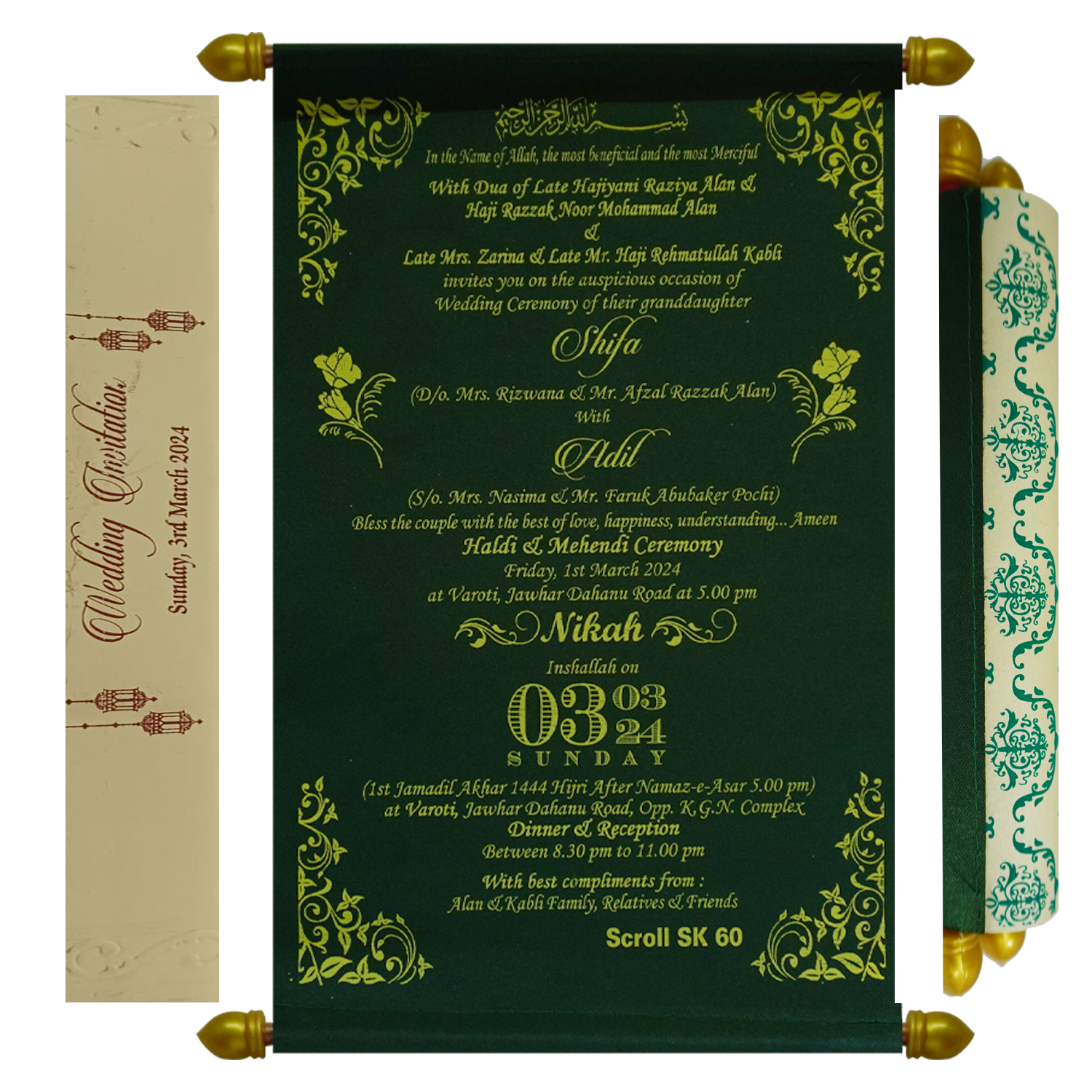 Dark Forest Green Scroll Card-King of Cards