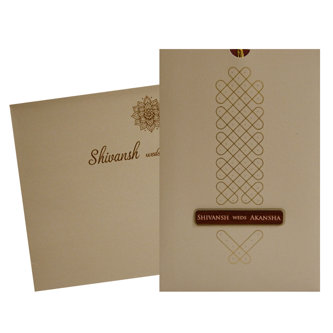 Light Brown Nameplate Wedding Card-KRC30080