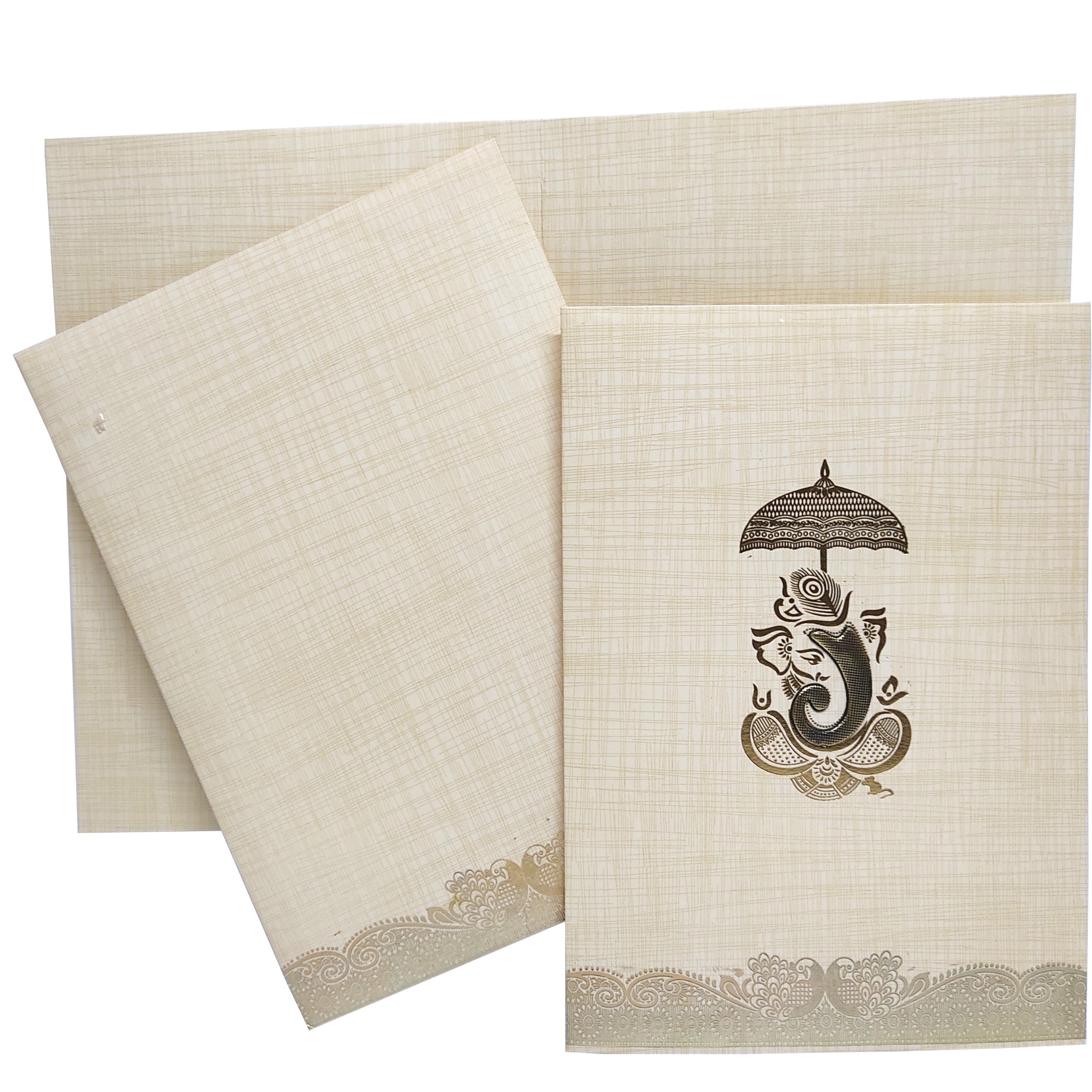 Sandal Metallic Umbrella And Ganesha In Gold Foiling-KNCP25SG-King of Cards