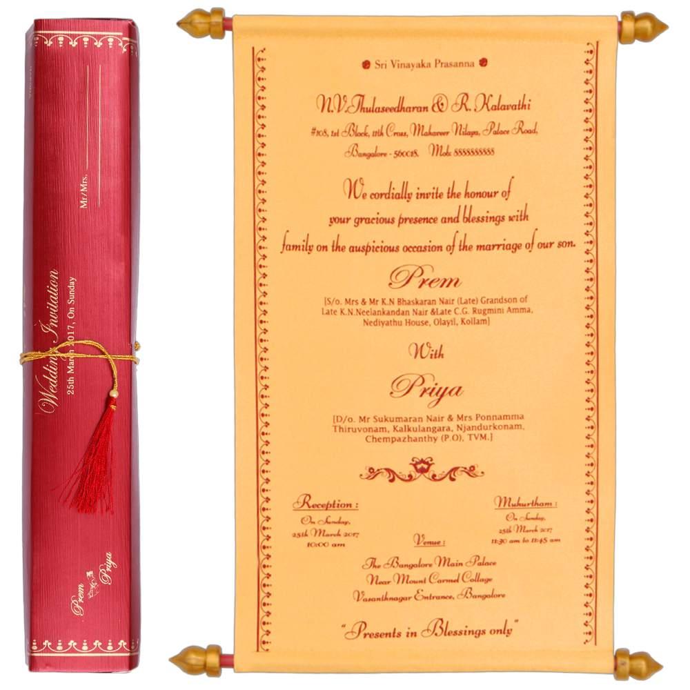 Gold Premium Scroll Invitation In Big Size With Box-KNK1113