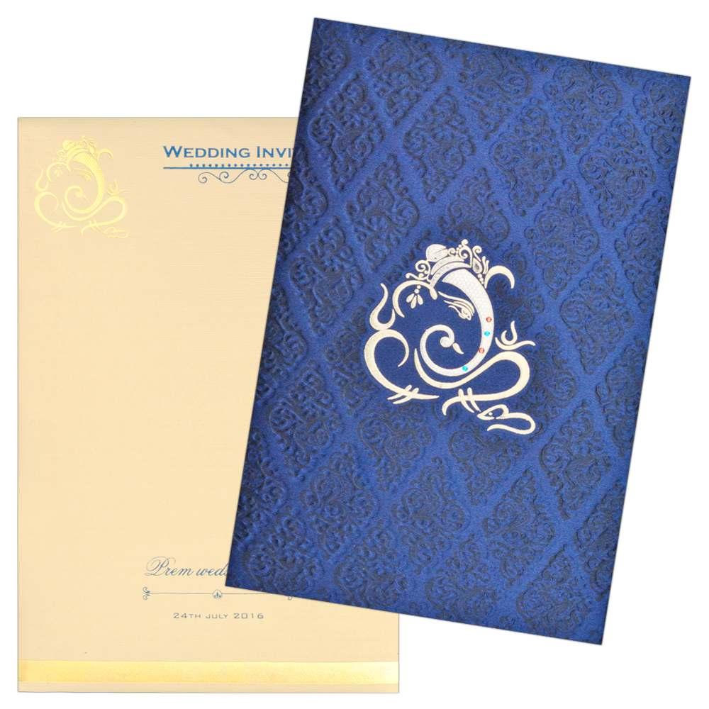 Blue Ganesha Invitation Card-KNK1341