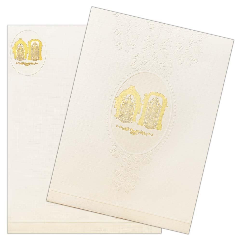 Pristine White Shading With Balaji Padhmavathi Wedding Card - KNK2700