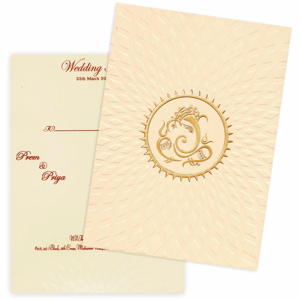 Classic Cream Shading with Ganesha Wedding Card - KNK3015