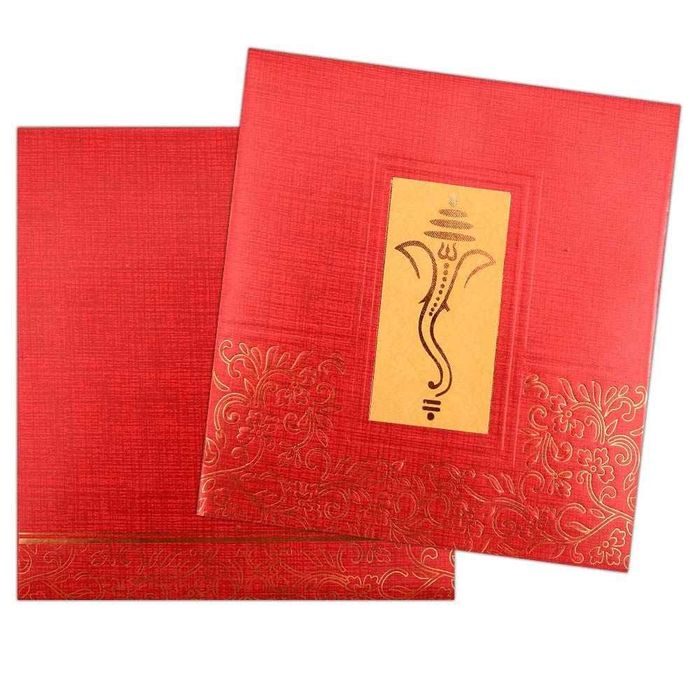 Invitation Card - Opulence defining Rich Red Ganesha card - KNK3056-King of Cards