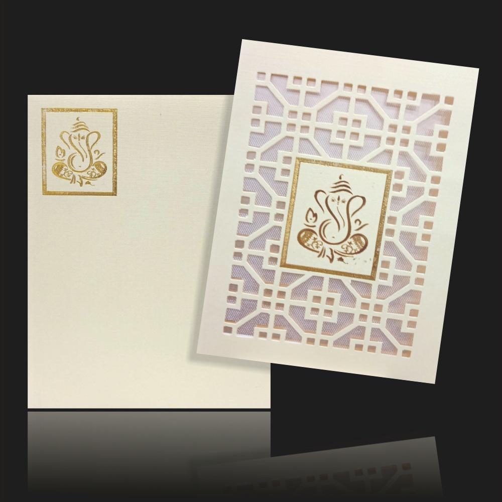 Charming Cream Shading With Laser Cut Design Wedding Card