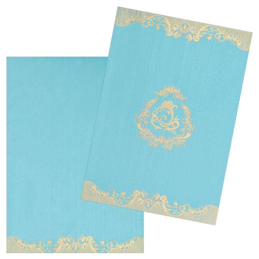 Light Blue Ganesha Floral Invitation Card-KNK4765