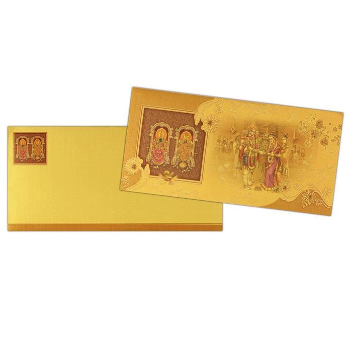 Yellow Balaji Padmavathi Invitation Card-King of Cards